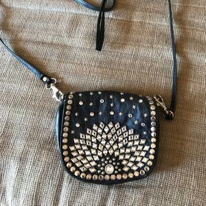 Small black crystal Kippy bag wallet on string
